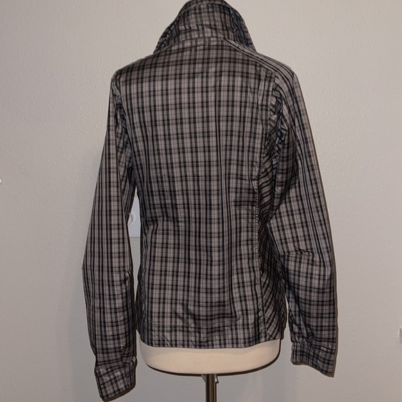 NAU XSmall Women's Taupe/Black Plaid Asymmetric Snap Closure Jacket - Picture 7 of 10